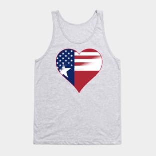 State of Texas Flag and American Flag Fusion Design Tank Top